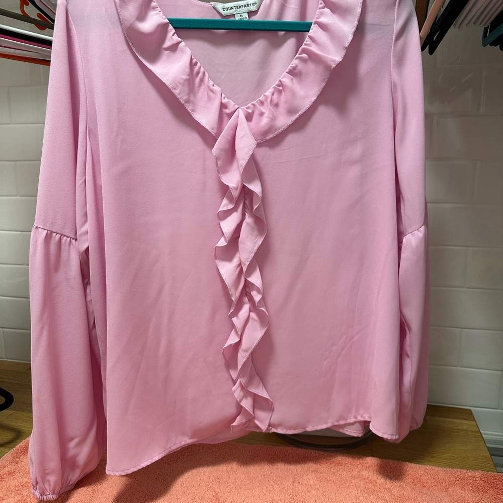 Pink Ruffled Blouse by Counterparts
